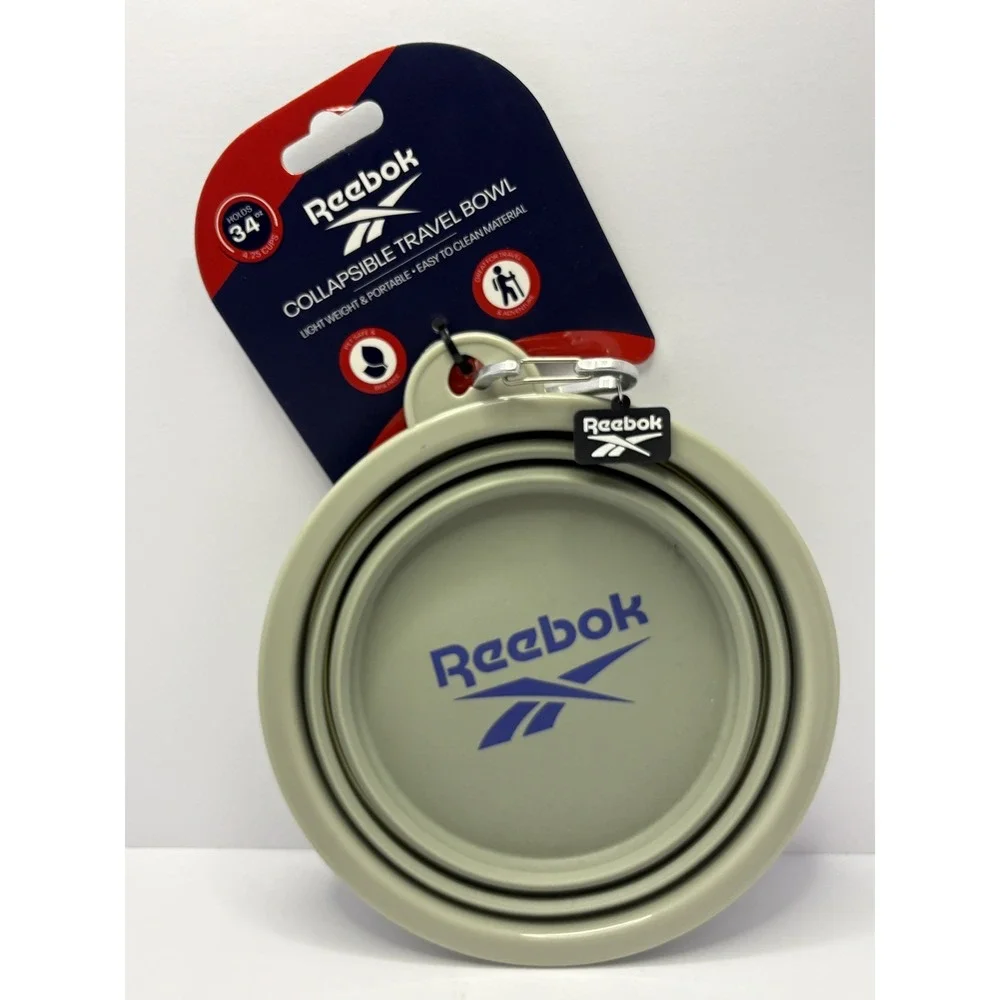 Reebok Collapsible Travel Bowl for Dogs 12-Ounce Portable Silicone Pet Bowl Gray